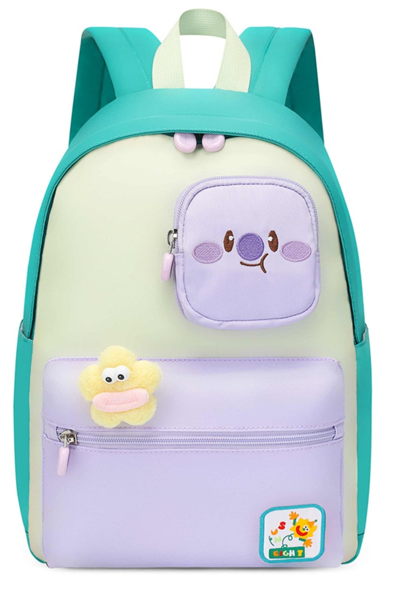 SUN EIGHT Premium 14-inch Light Weight Kids Backpack Water Resistant Multifunctional School Backpack for Girls, SE2212, Melon Green Purple - Image 3